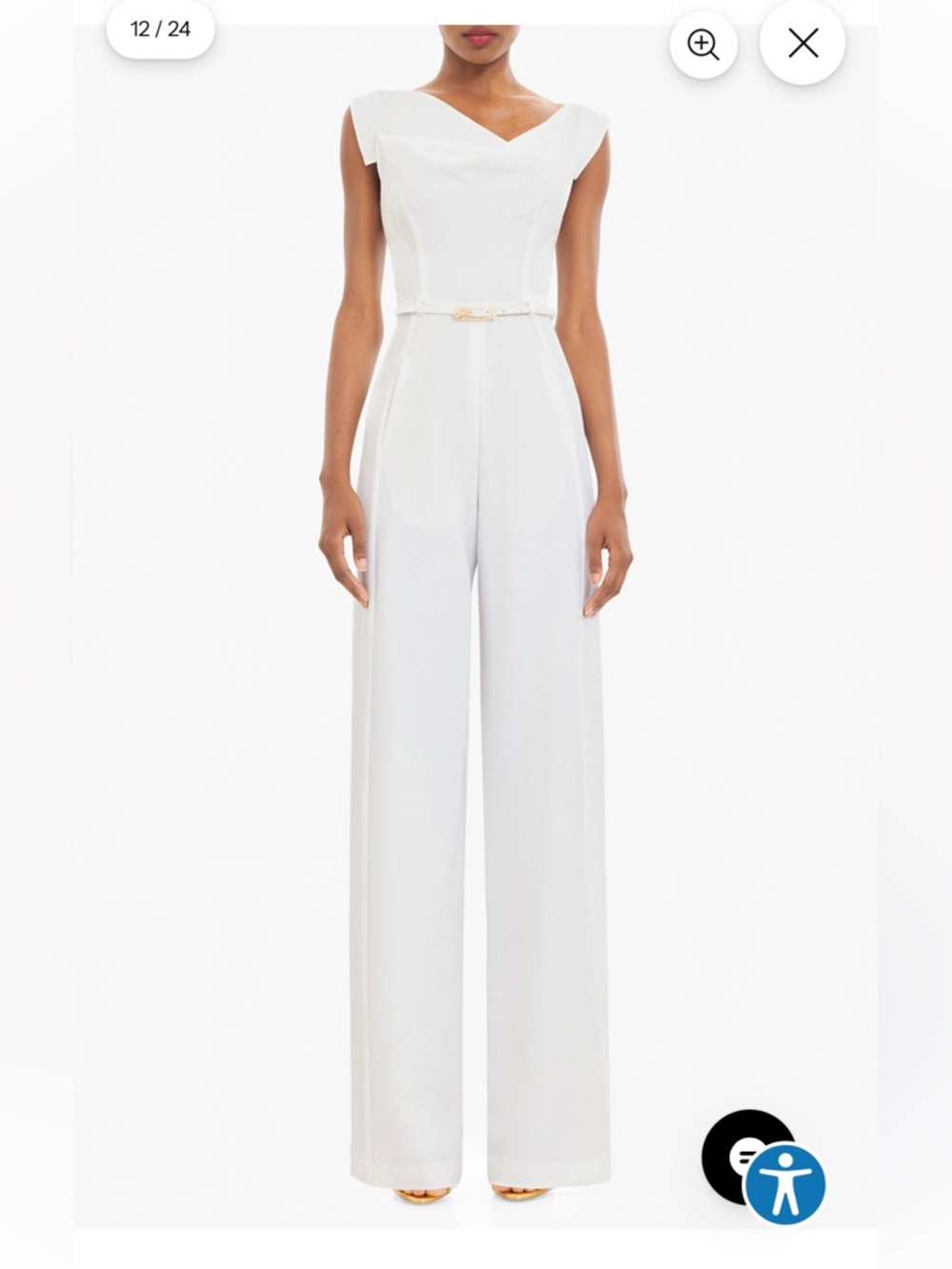 Black Halo Jackie-O Wide-Leg Jumpsuit (white, size 4)